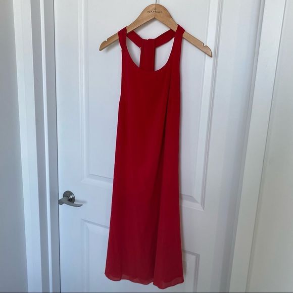 Alice + Olivia Red Mini Silk Dress Racerback - Picture 5 of 7